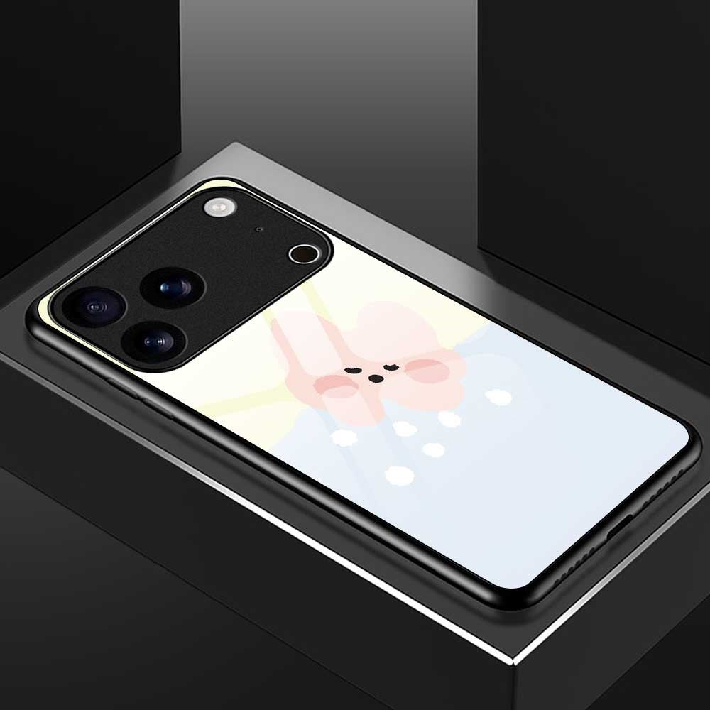 For iPhone 17 Pro Max Case TPU PC Tempered Glass Pattern Printing Slim Phone Back Cover - B0304