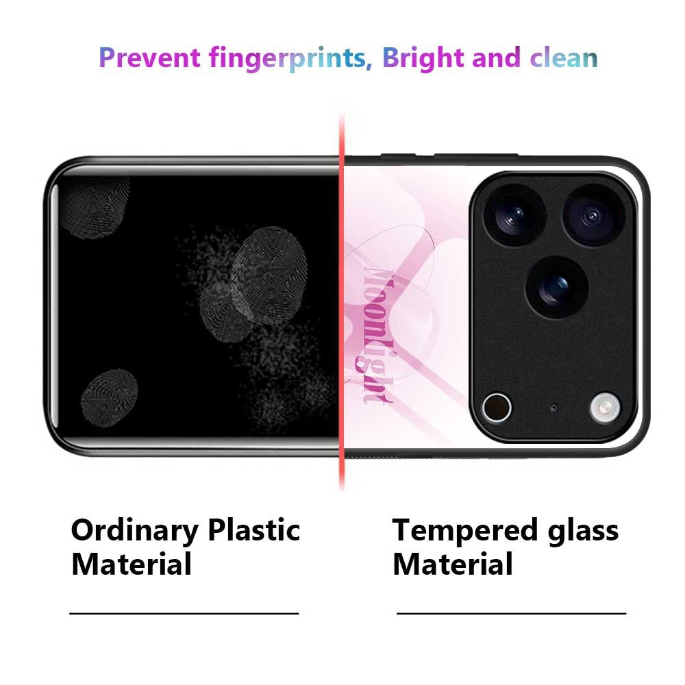 For iPhone 17 Pro Max Case TPU PC Tempered Glass Pattern Printing Slim Phone Back Cover - B0305