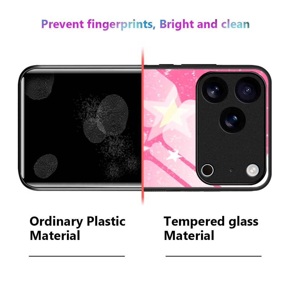 For iPhone 17 Pro Max Case TPU PC Tempered Glass Pattern Printing Slim Phone Back Cover - B0307