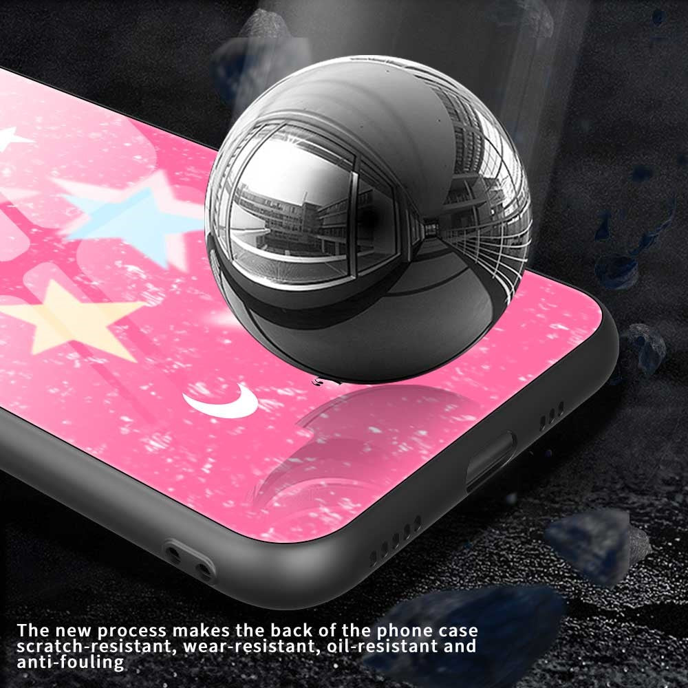 For iPhone 17 Pro Max Case TPU PC Tempered Glass Pattern Printing Slim Phone Back Cover - B0307