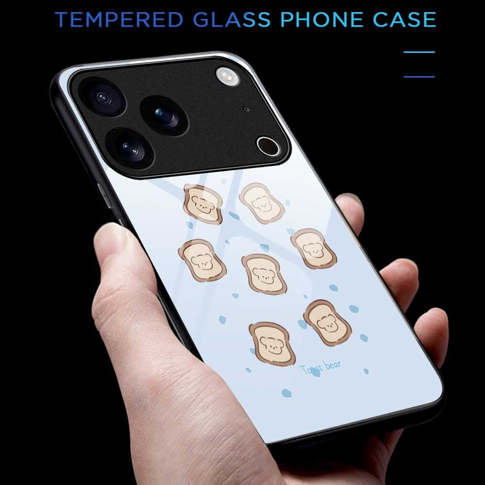 For iPhone 17 Pro Max Case TPU PC Tempered Glass Pattern Printing Slim Phone Back Cover - B0308