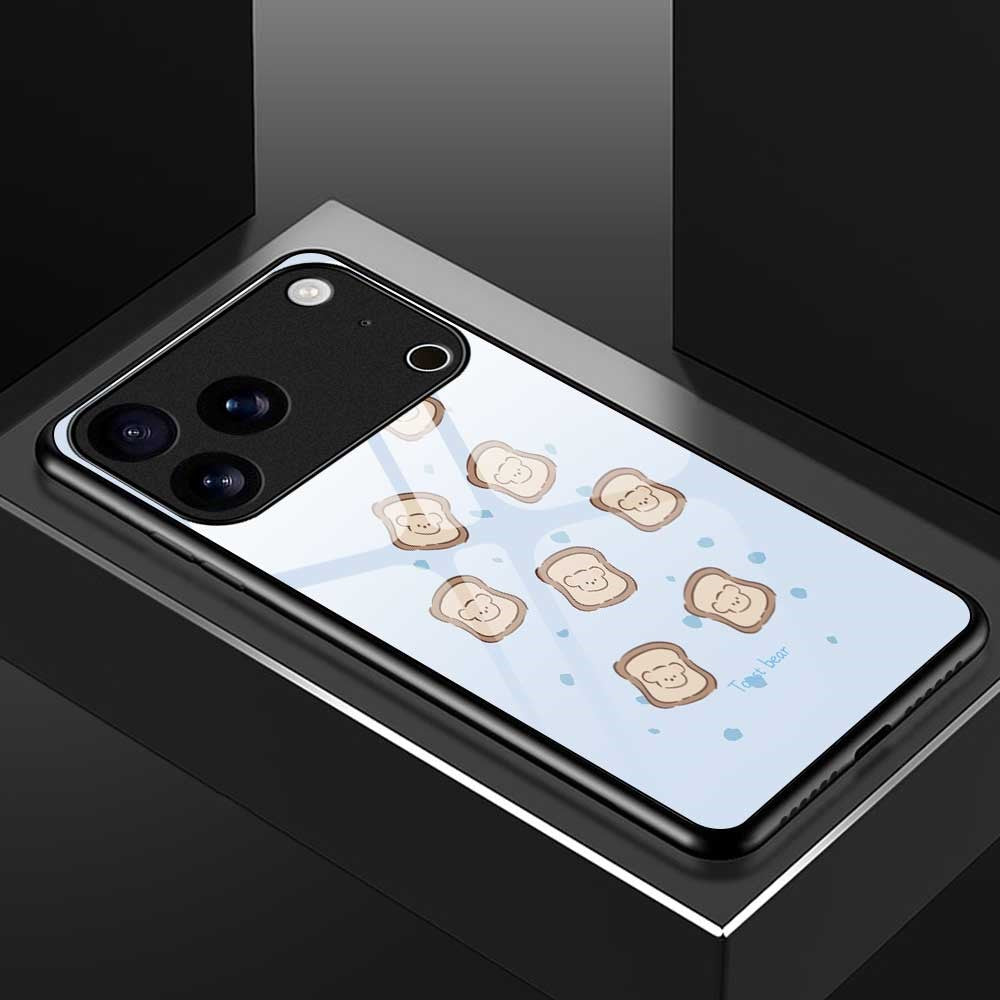 For iPhone 17 Pro Max Case TPU PC Tempered Glass Pattern Printing Slim Phone Back Cover - B0308