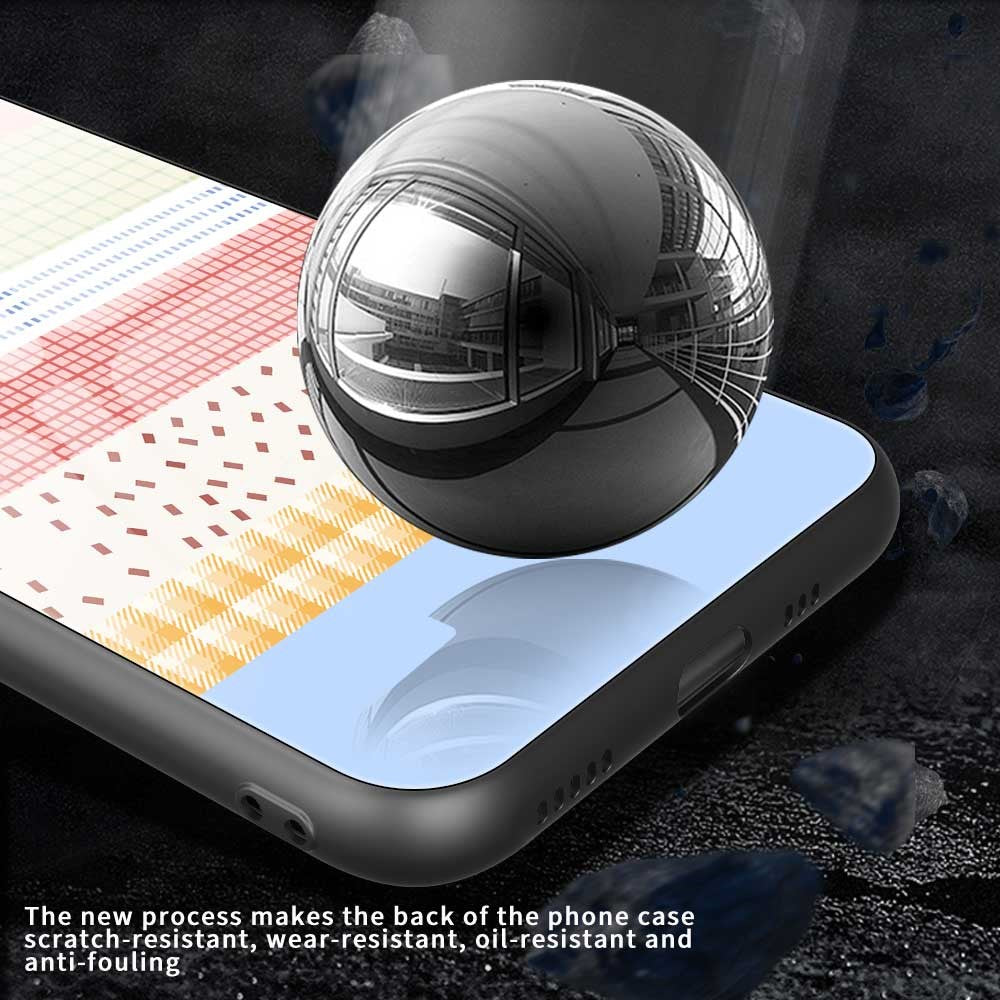 For iPhone 17 Pro Max Case TPU PC Tempered Glass Pattern Printing Slim Phone Back Cover - B0310