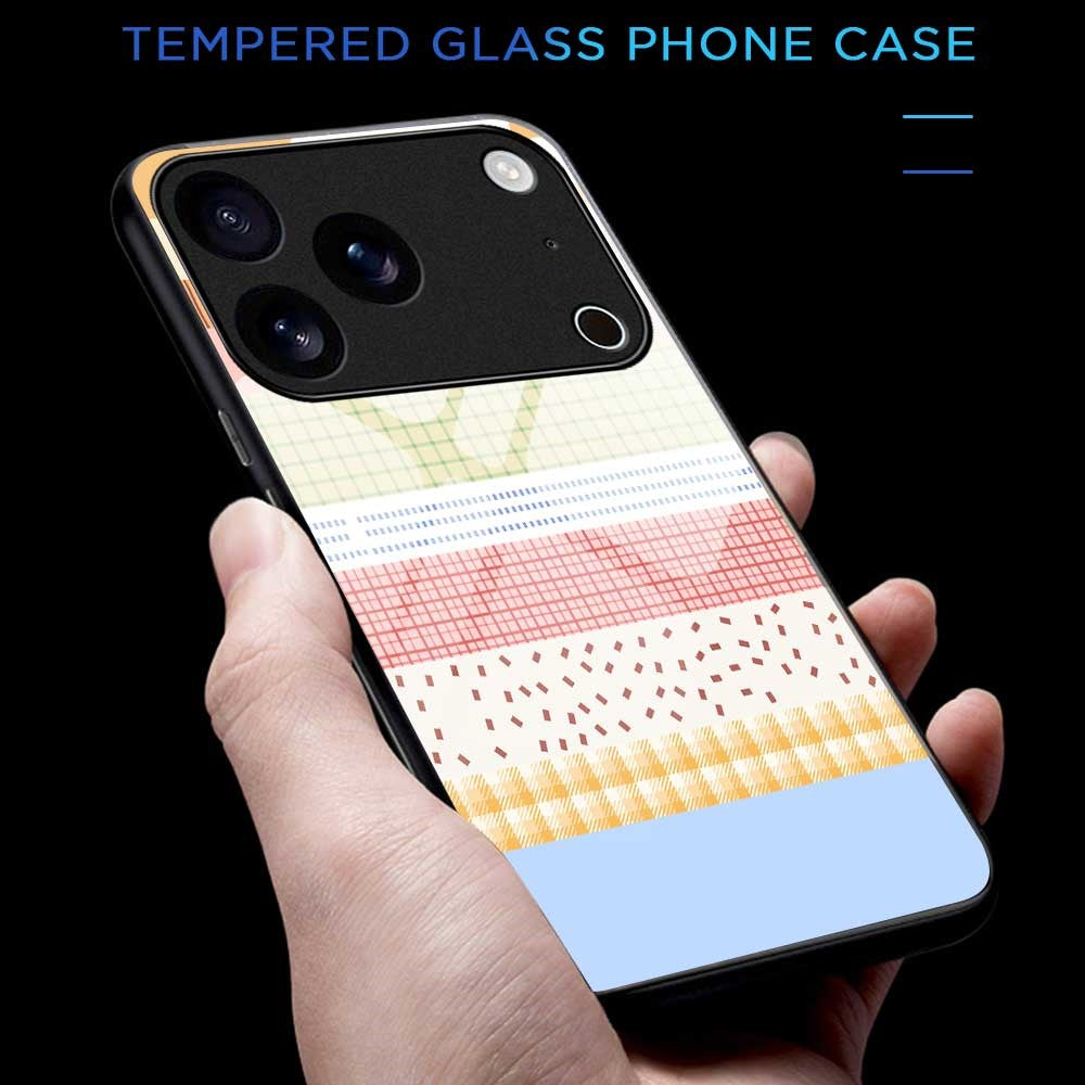 For iPhone 17 Pro Max Case TPU PC Tempered Glass Pattern Printing Slim Phone Back Cover - B0310