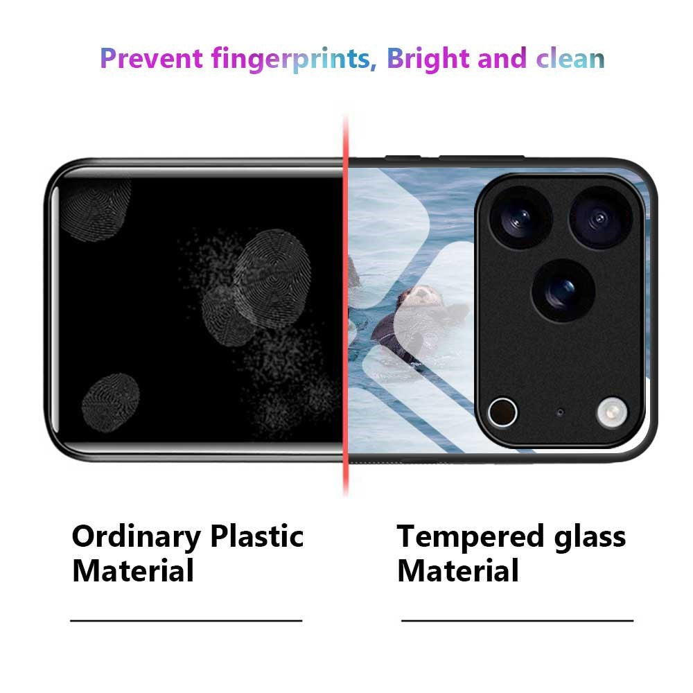 For iPhone 17 Pro Max Case TPU PC Tempered Glass Pattern Printing Slim Phone Back Cover - B0311