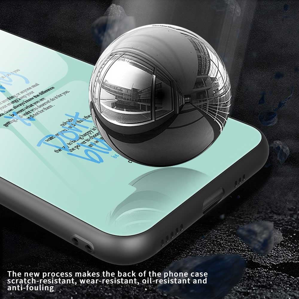 For iPhone 17 Pro Max Case TPU PC Tempered Glass Pattern Printing Slim Phone Back Cover - B0313