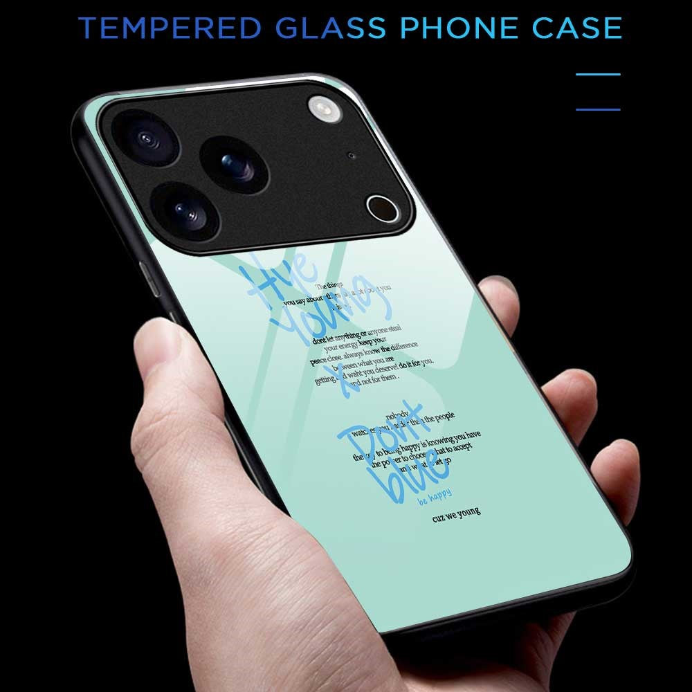 For iPhone 17 Pro Max Case TPU PC Tempered Glass Pattern Printing Slim Phone Back Cover - B0313