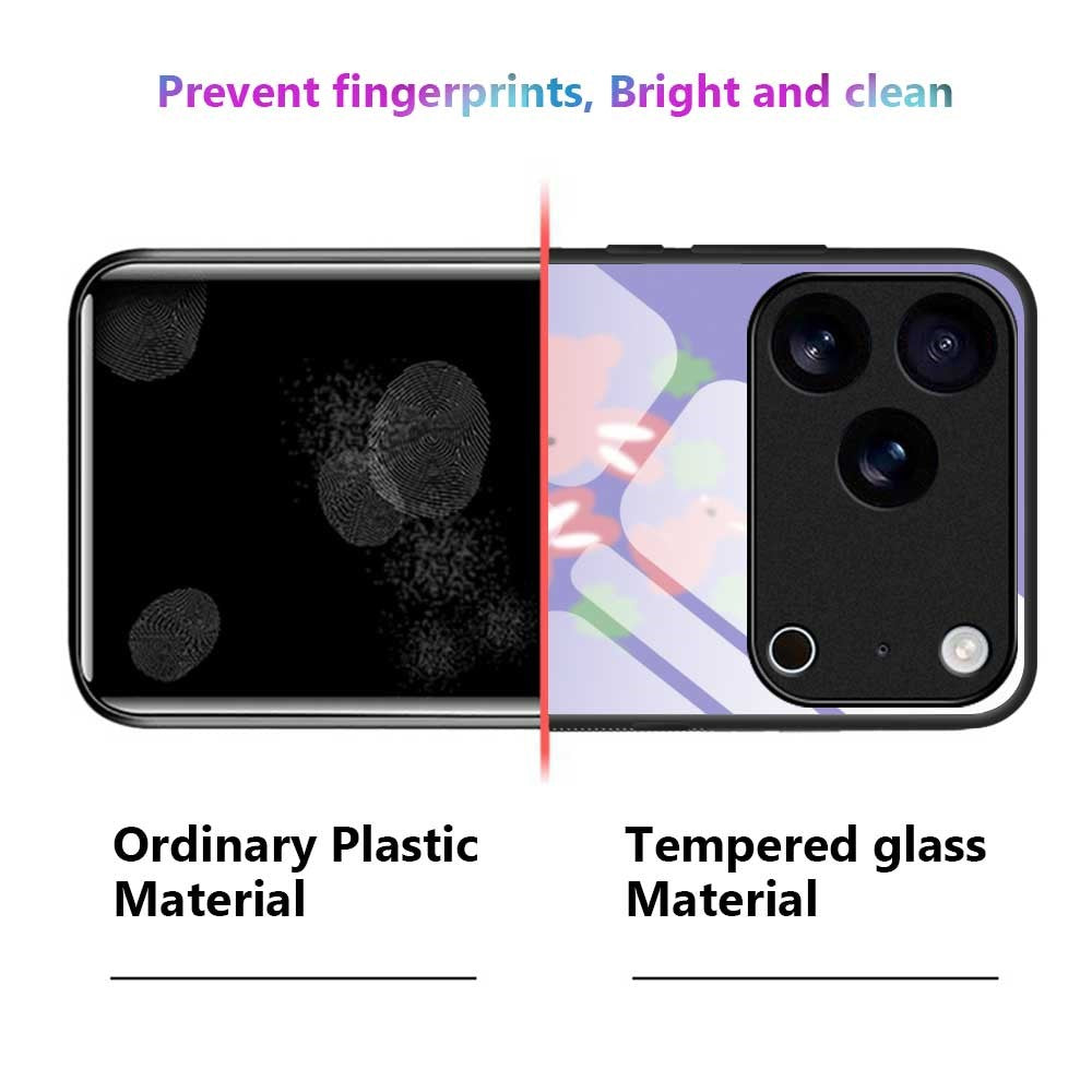 For iPhone 17 Pro Max Case TPU PC Tempered Glass Pattern Printing Slim Phone Back Cover - B0316