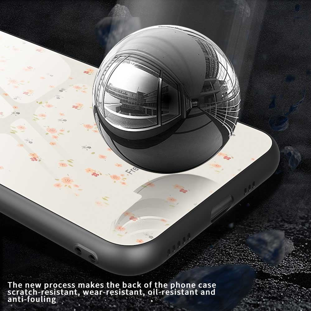 For iPhone 17 Pro Max Case TPU PC Tempered Glass Pattern Printing Slim Phone Back Cover - B0317