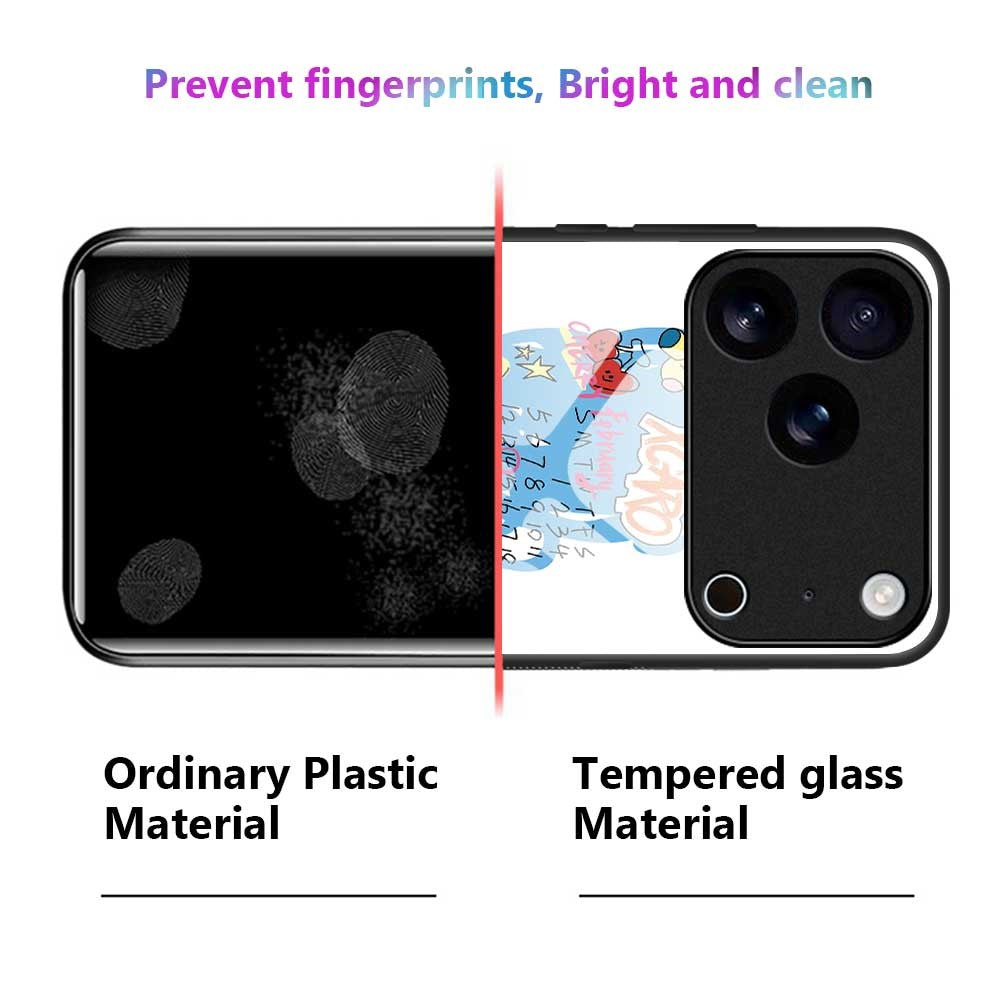 For iPhone 17 Pro Max Case PC TPU Tempered Glass Pattern Printing Shockproof Phone Back Cover - B0319