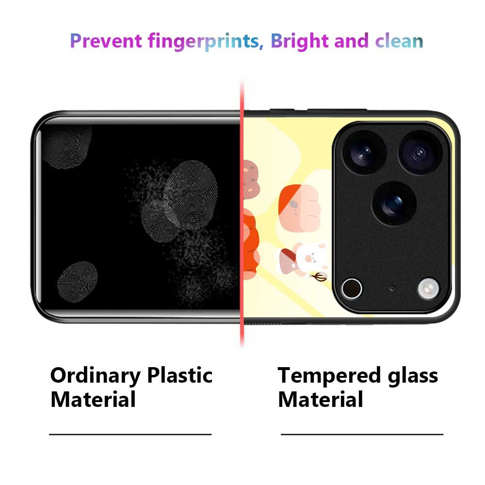 For iPhone 17 Pro Max Case PC TPU Tempered Glass Pattern Printing Shockproof Phone Back Cover - B0324