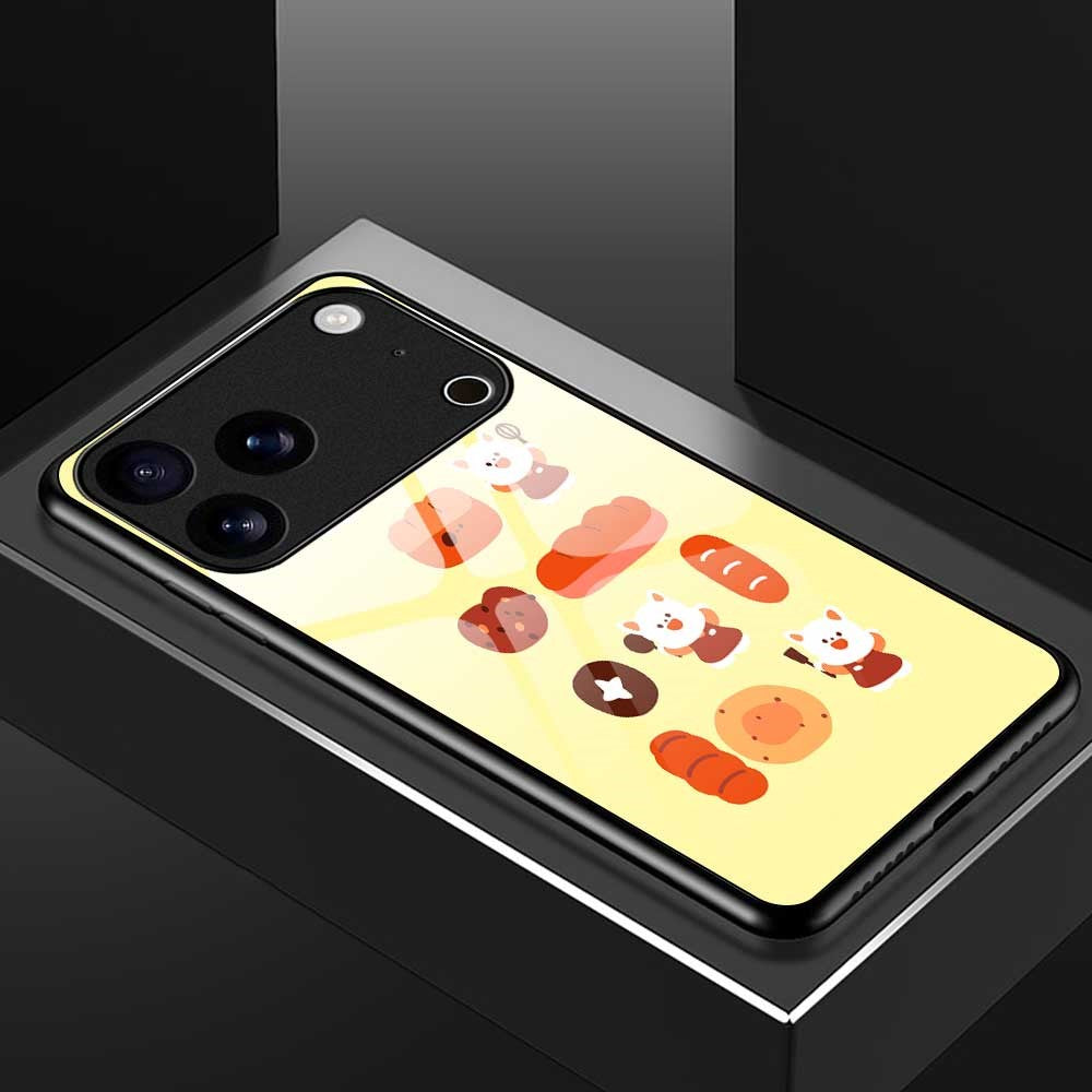 For iPhone 17 Pro Max Case PC TPU Tempered Glass Pattern Printing Shockproof Phone Back Cover - B0324