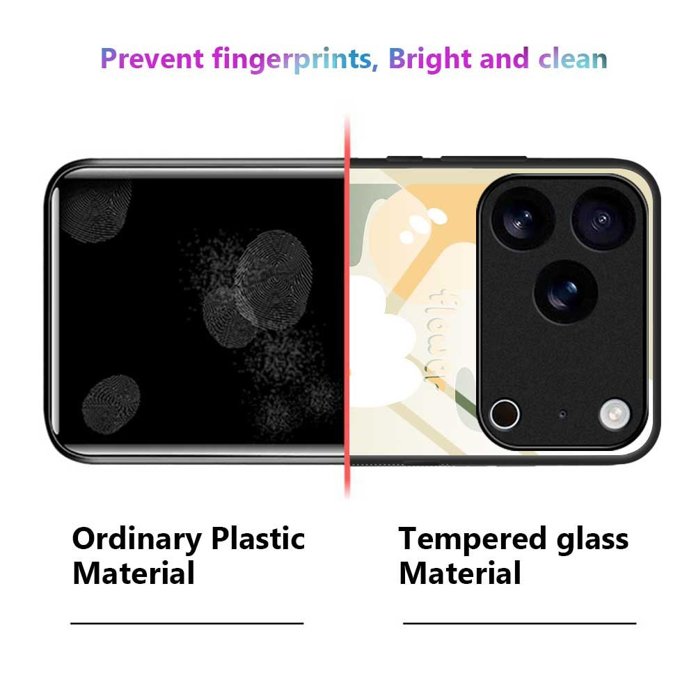 For iPhone 17 Pro Max Case PC TPU Tempered Glass Pattern Printing Shockproof Phone Back Cover - B0325
