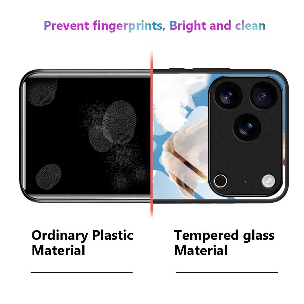 For iPhone 17 Pro Max Case PC TPU Tempered Glass Pattern Printing Shockproof Phone Back Cover - B0327