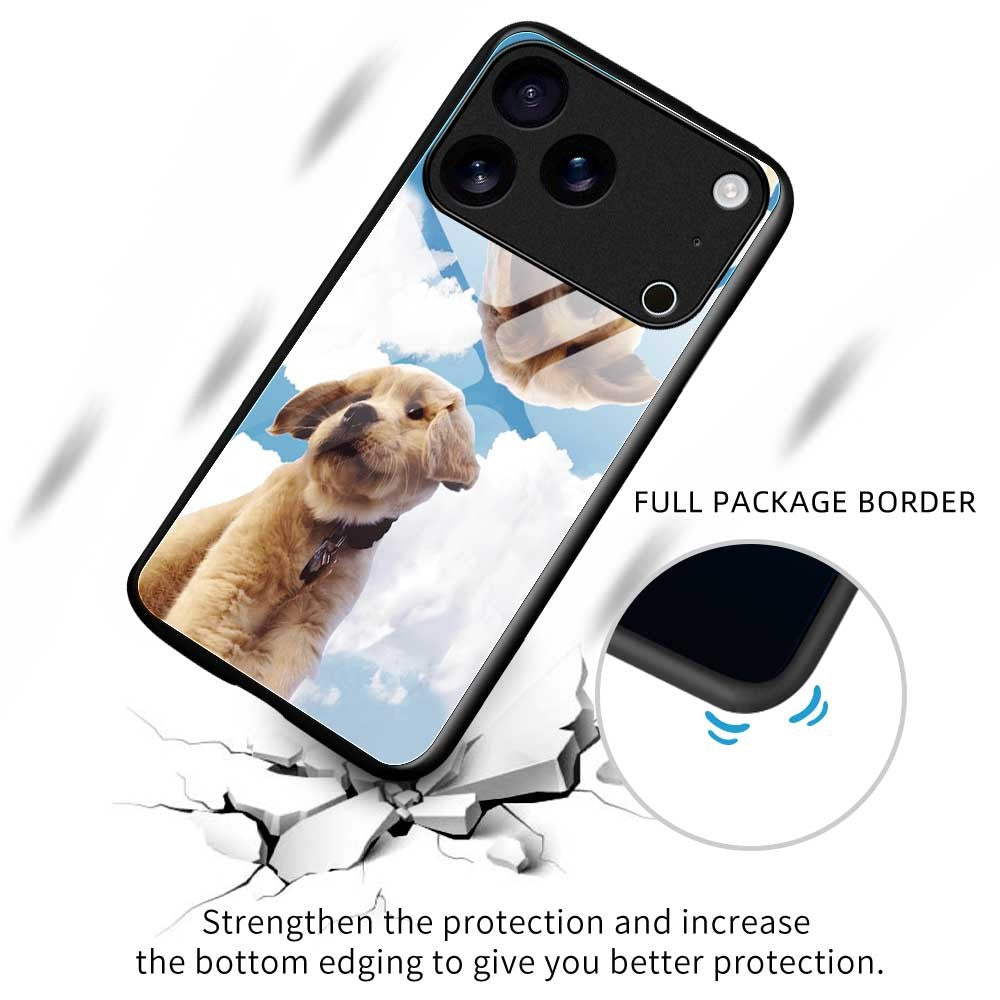 For iPhone 17 Pro Max Case PC TPU Tempered Glass Pattern Printing Shockproof Phone Back Cover - B0327