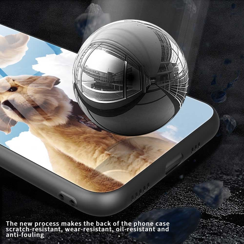 For iPhone 17 Pro Max Case PC TPU Tempered Glass Pattern Printing Shockproof Phone Back Cover - B0327