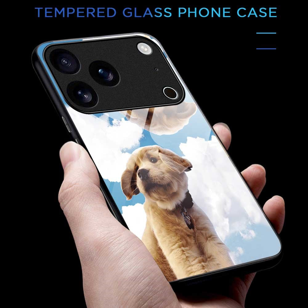 For iPhone 17 Pro Max Case PC TPU Tempered Glass Pattern Printing Shockproof Phone Back Cover - B0327
