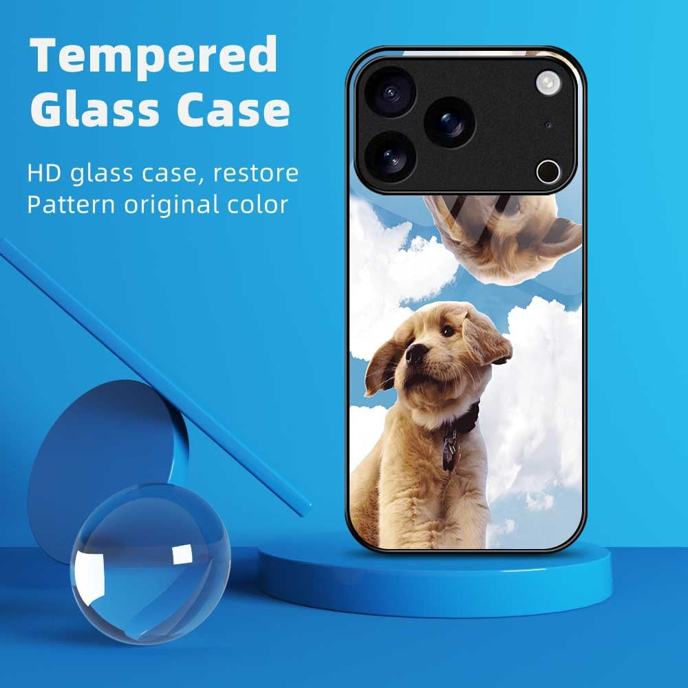For iPhone 17 Pro Max Case PC TPU Tempered Glass Pattern Printing Shockproof Phone Back Cover - B0327