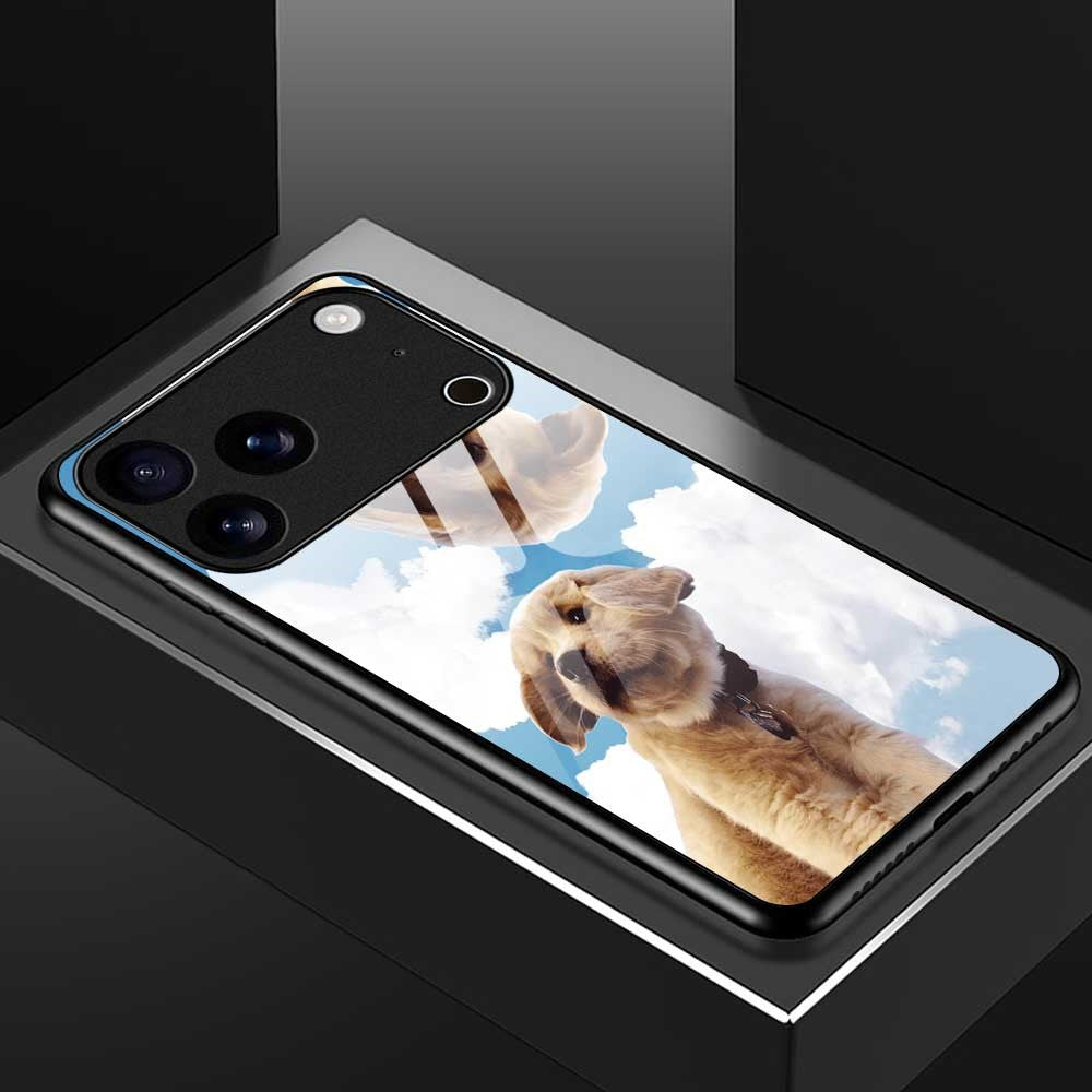 For iPhone 17 Pro Max Case PC TPU Tempered Glass Pattern Printing Shockproof Phone Back Cover - B0327
