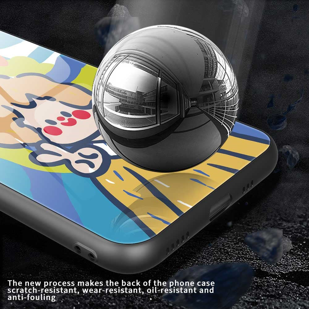 For iPhone 17 Pro Max Case PC TPU Tempered Glass Pattern Printing Shockproof Phone Back Cover - B0328