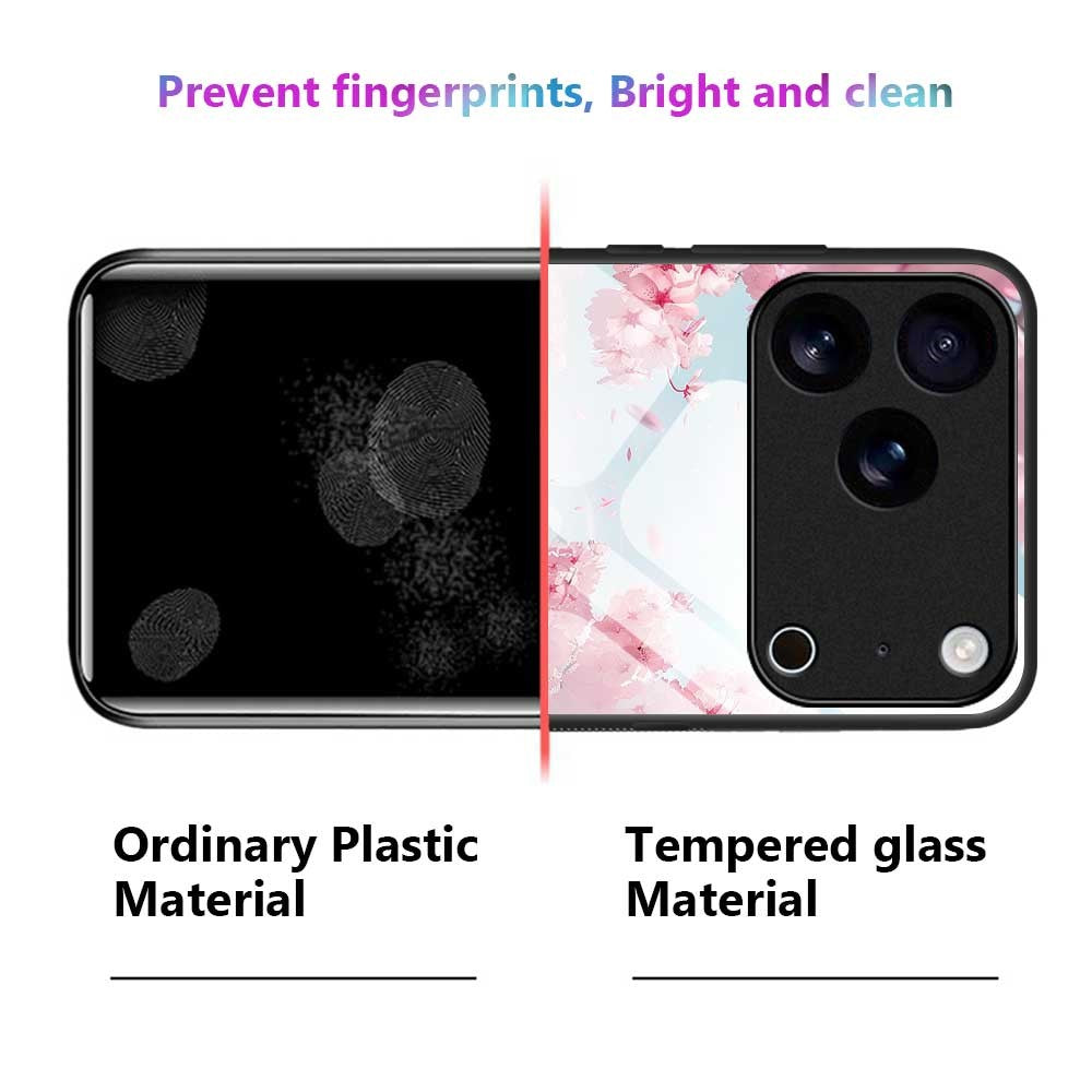 For iPhone 17 Pro Max Case PC TPU Tempered Glass Pattern Printing Shockproof Phone Back Cover - B0330