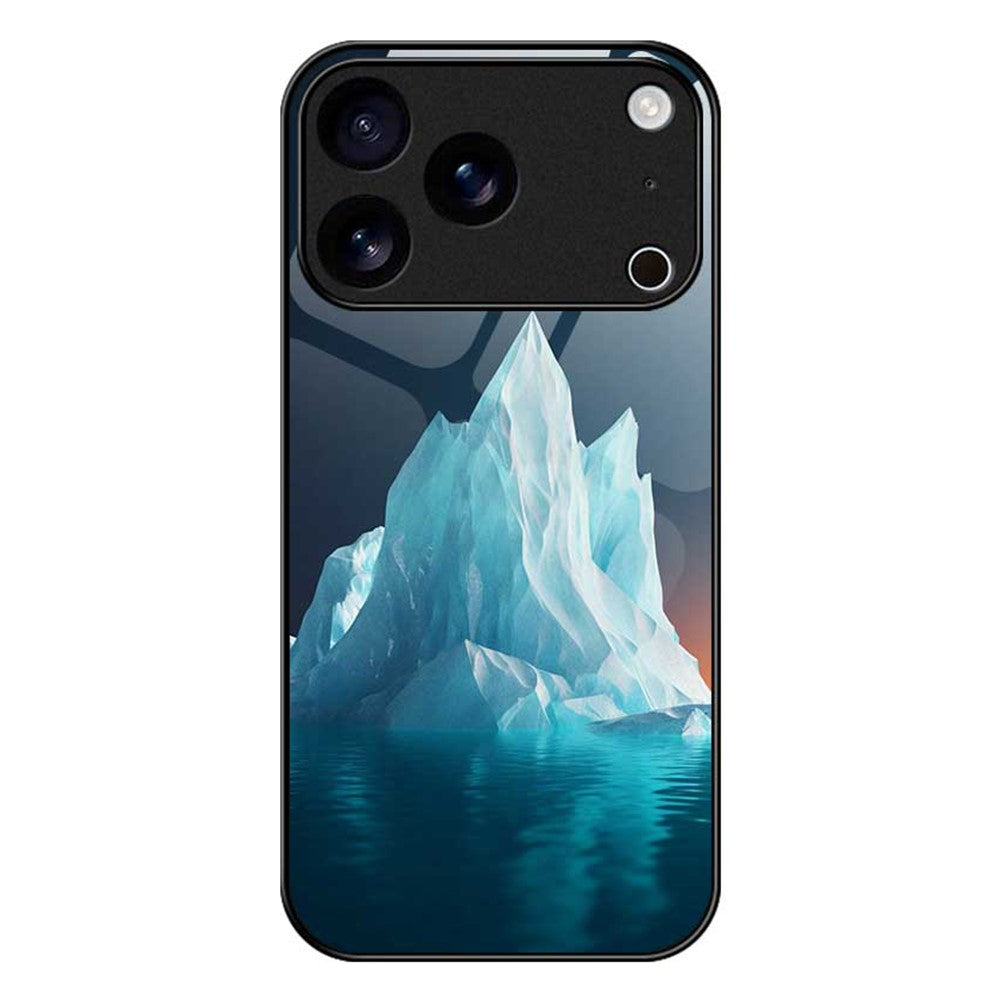 For iPhone 17 Pro Max Case PC TPU Tempered Glass Pattern Printing Shockproof Phone Back Cover - B0335