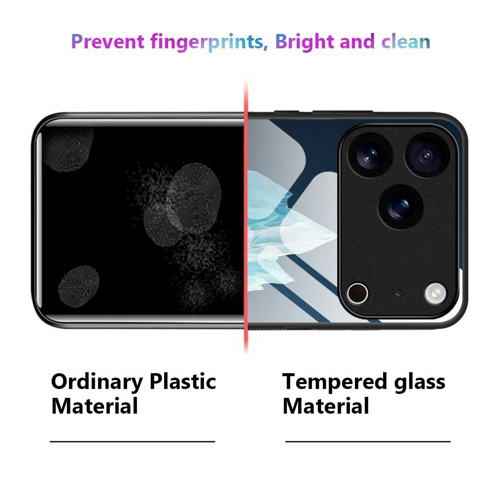 For iPhone 17 Pro Max Case PC TPU Tempered Glass Pattern Printing Shockproof Phone Back Cover - B0335