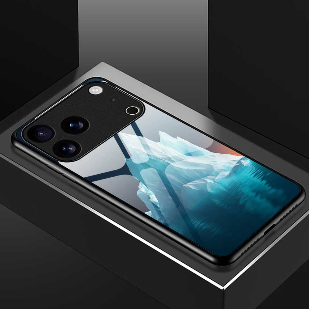 For iPhone 17 Pro Max Case PC TPU Tempered Glass Pattern Printing Shockproof Phone Back Cover - B0335