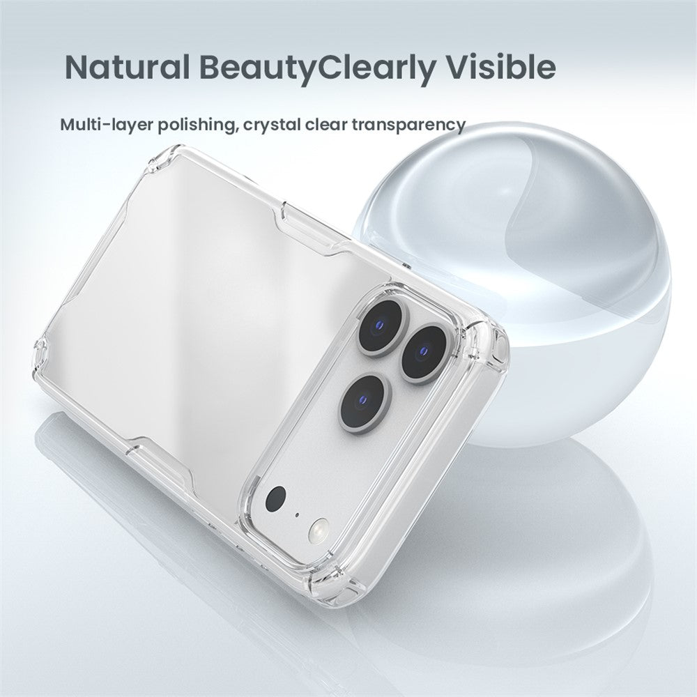 NILLKIN Nature Pro Series For iPhone 17 Pro Max Case PC + TPU Anti-Scratch Clear Back Cover - Grey