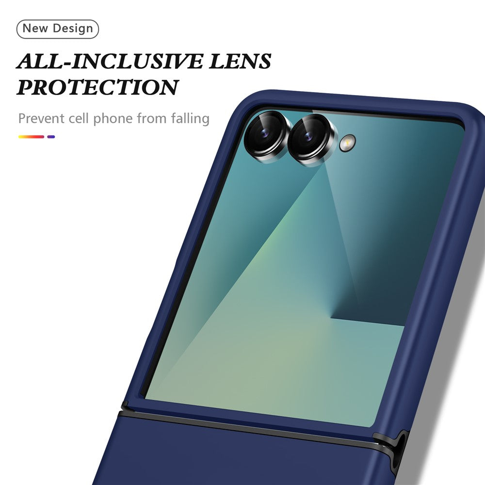 For Samsung Galaxy Z Flip7 5G Case PC + TPU Phone Cover with Rotatable Ring Holder - Blue