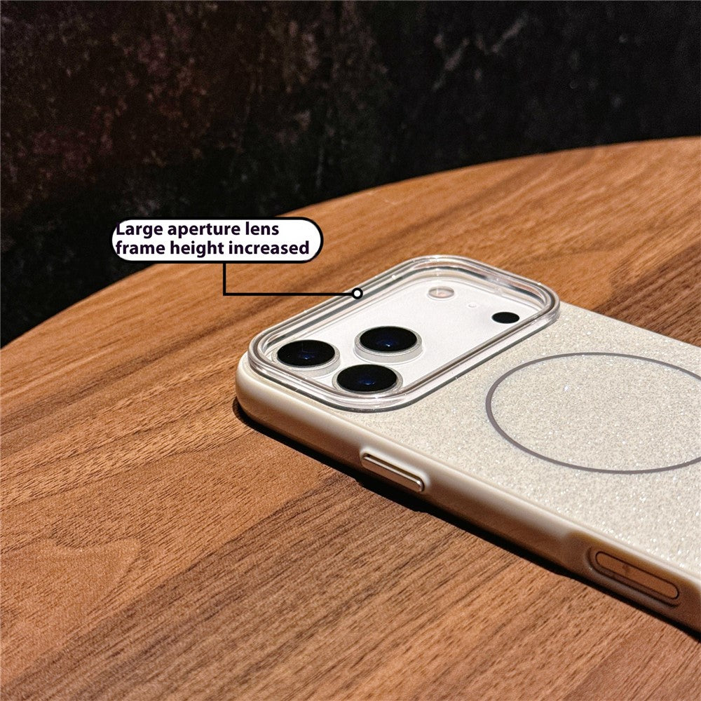 For iPhone 17 Pro Max Case Compatible with MagSafe Glitter Design IMD TPU + PC Phone Back Cover - Desert Gold