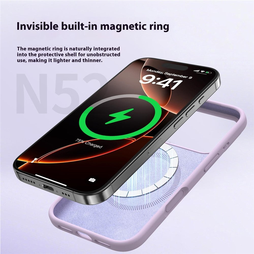 For iPhone 17 Pro Max Case Compatible with MagSafe Liquid Silicone + PC Phone Cover - Light Purple