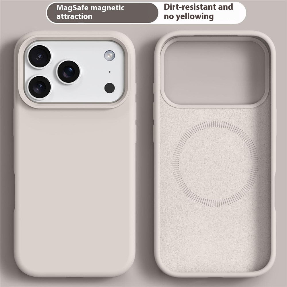 For iPhone 17 Pro Max Case Compatible with MagSafe Liquid Silicone + PC Phone Cover - Antique White