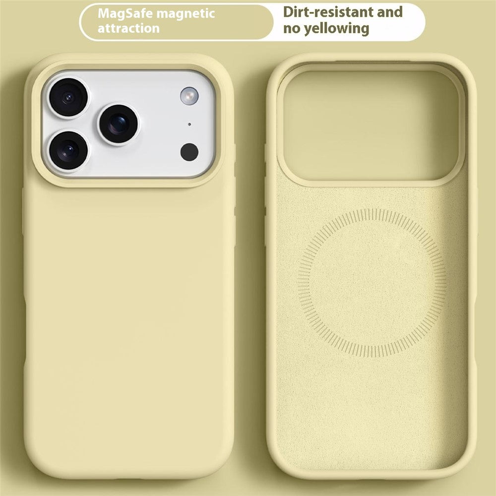 For iPhone 17 Pro Max Case Compatible with MagSafe Liquid Silicone + PC Phone Cover - Light Yellow