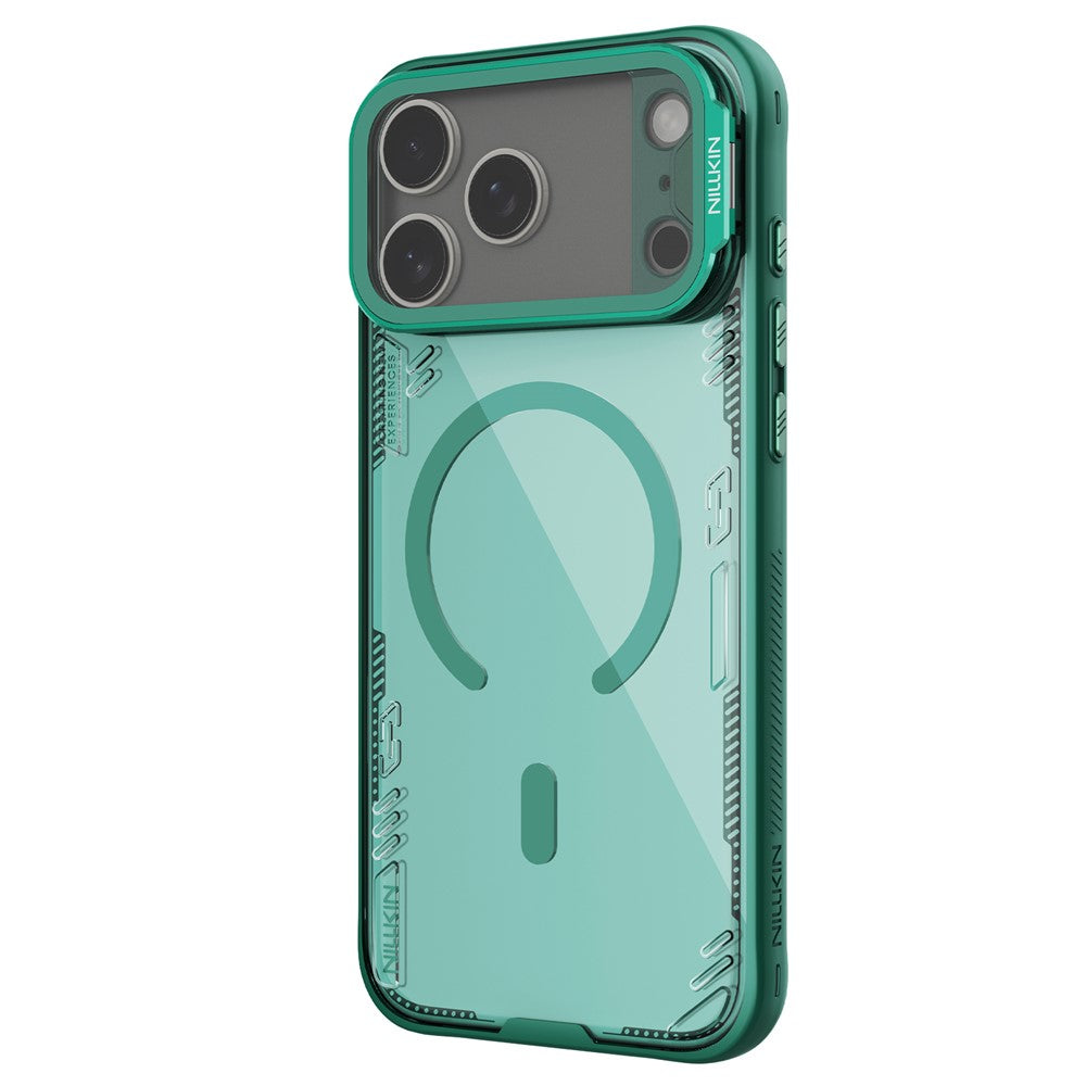 NILLKIN Iceblade CamProp For iPhone 17 Pro Max Magnetic Case Clear Lens Lid Kickstand PC TPU Phone Cover - Green