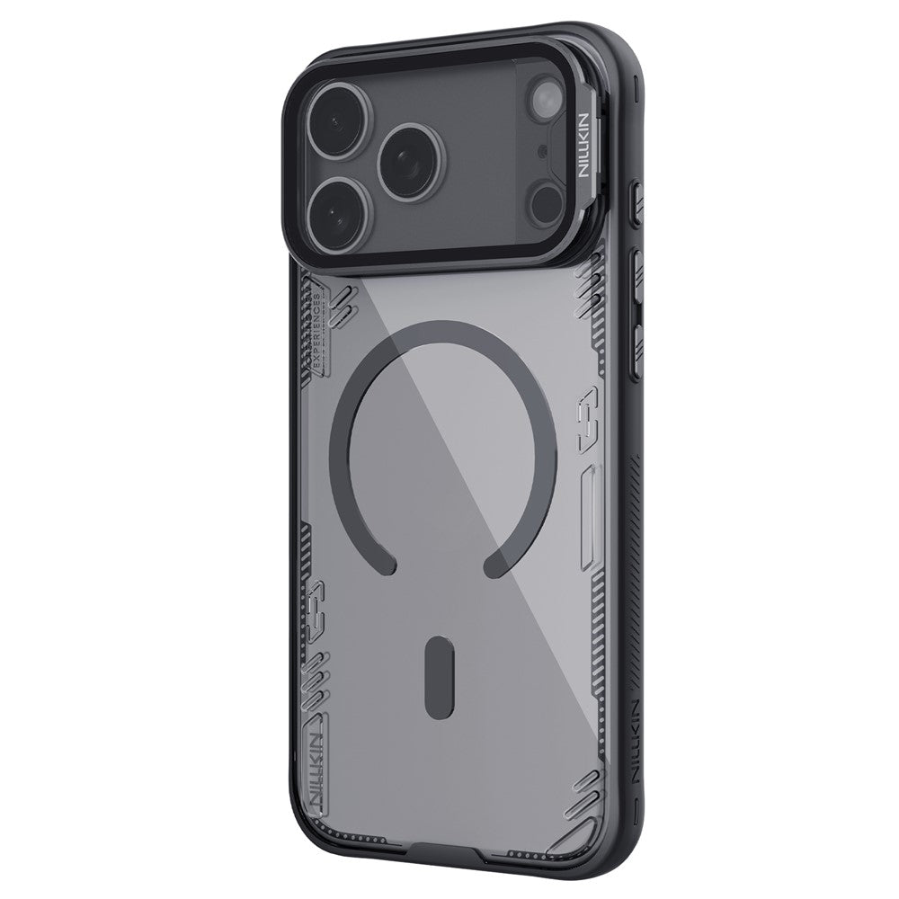 NILLKIN Iceblade CamProp For iPhone 17 Pro Max Magnetic Case Clear Lens Lid Kickstand PC TPU Phone Cover - Black