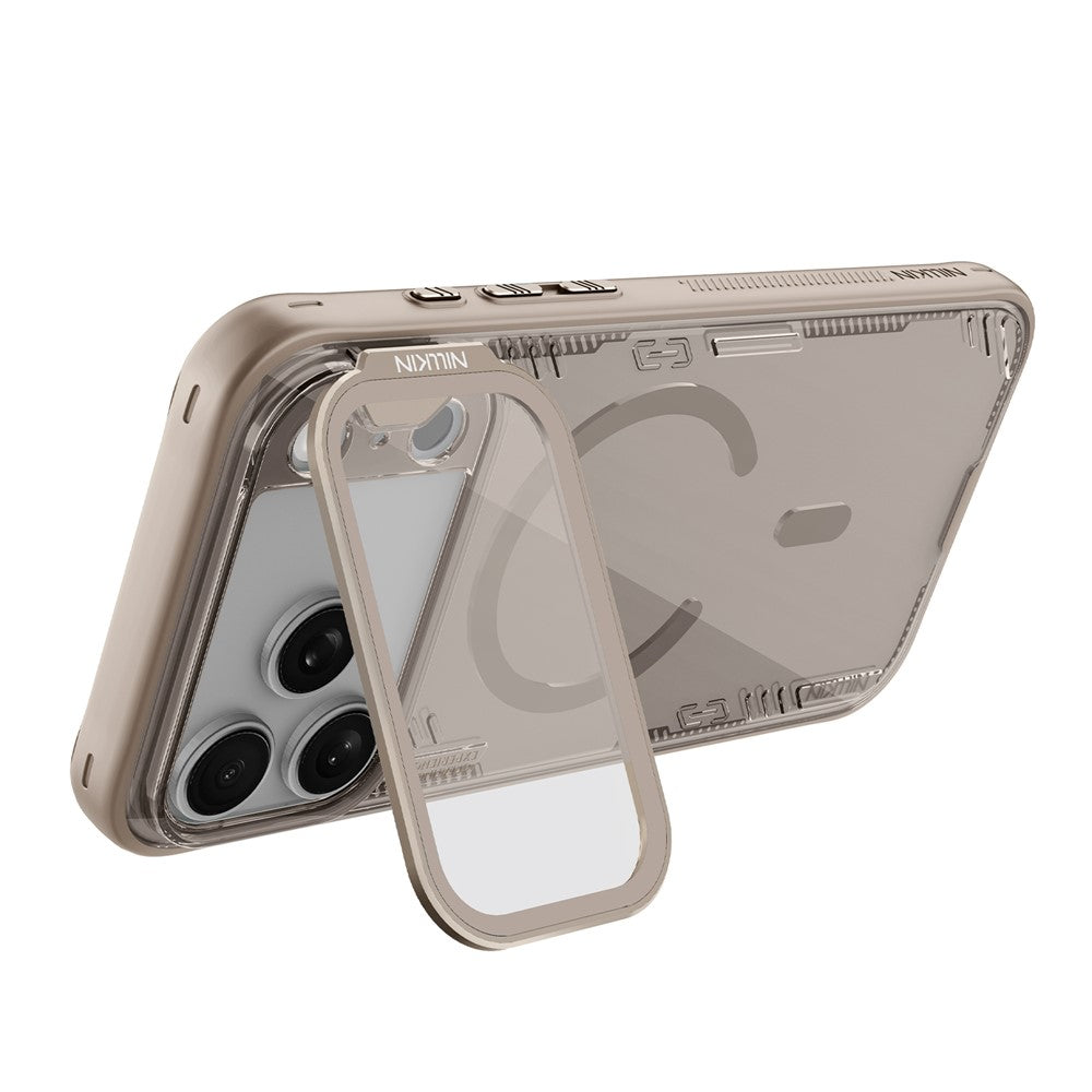 NILLKIN Iceblade CamProp For iPhone 17 Pro Max Magnetic Case Clear Lens Lid Kickstand PC TPU Phone Cover - Gold