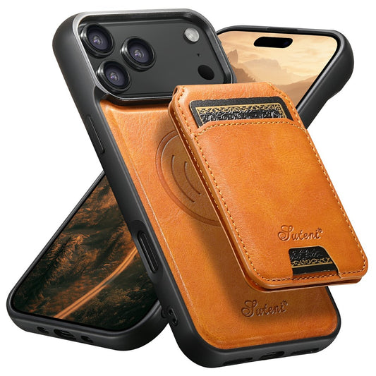 SUTENI H15 For iPhone 17 Pro Max Case Compatible with MagSafe Detachable Card Holder Phone Cover - Khaki