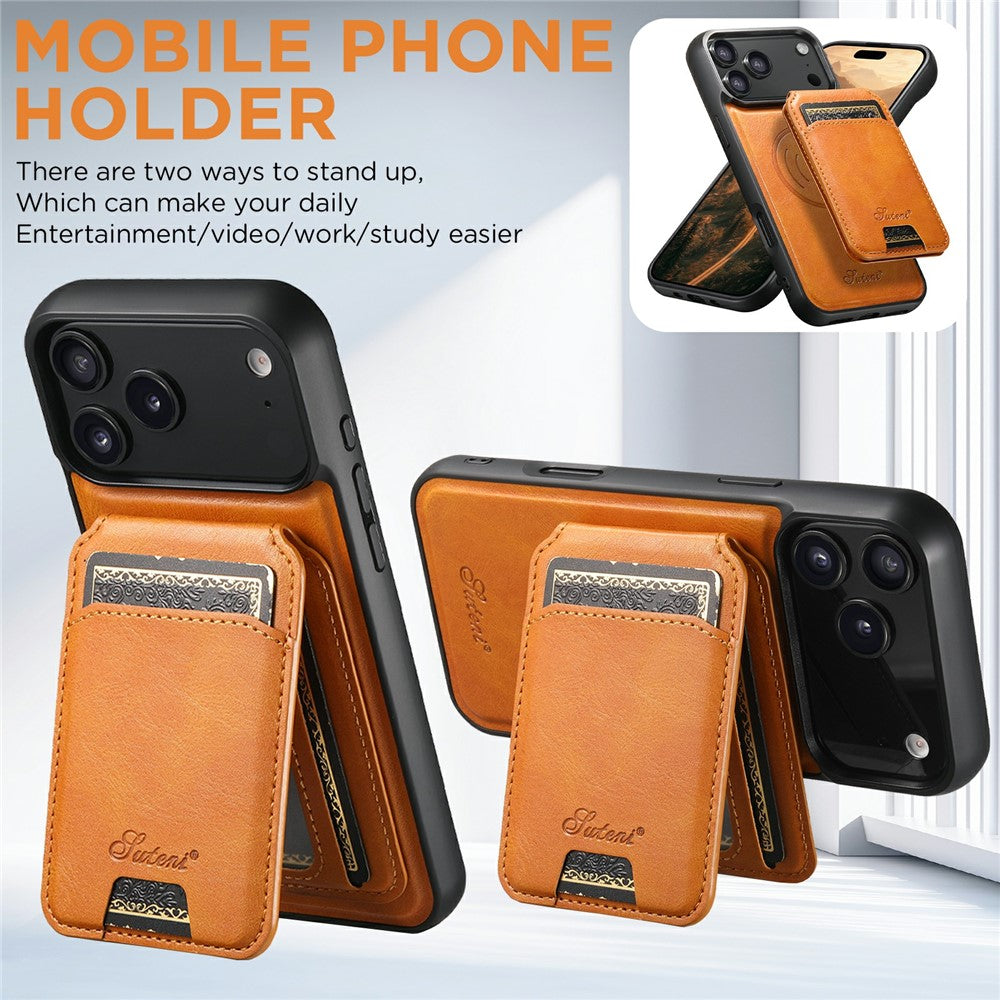 SUTENI H15 For iPhone 17 Pro Max Case Compatible with MagSafe Detachable Card Holder Phone Cover - Khaki