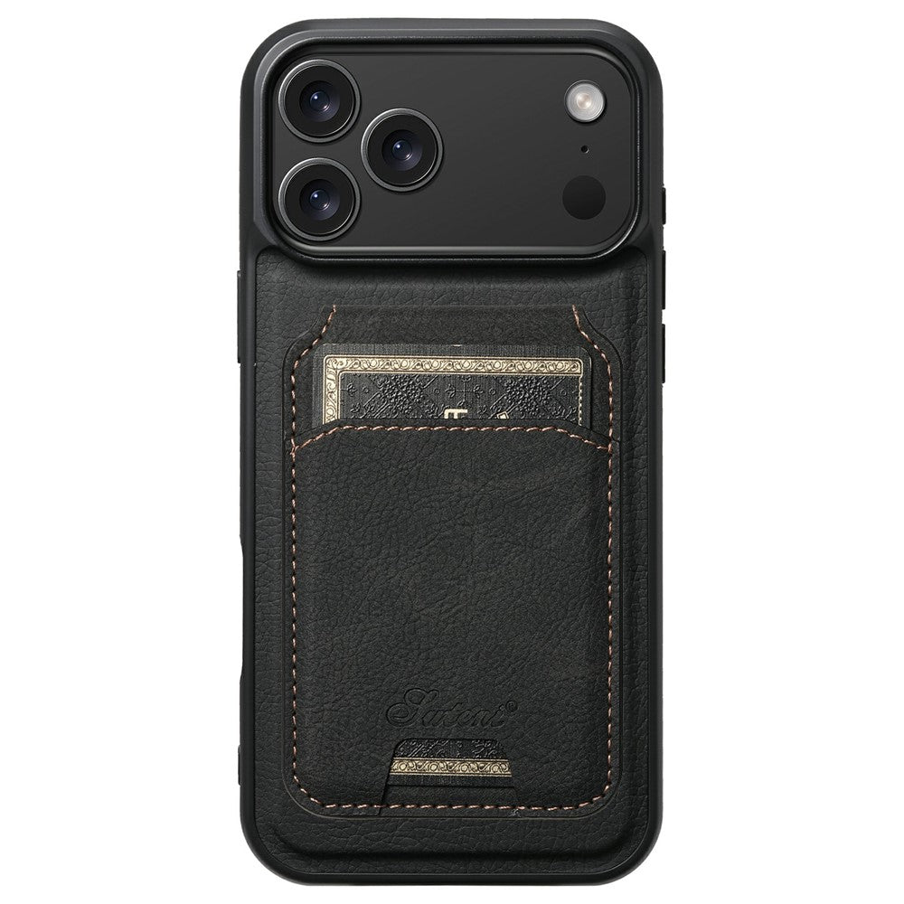 SUTENI H16 For iPhone 17 Pro Max Case Compatible with MagSafe Kickstand Phone Cover Detachable Card Holder - Black