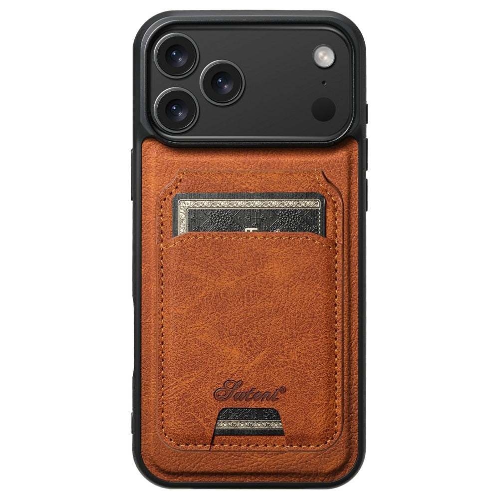 SUTENI H16 For iPhone 17 Pro Max Case Compatible with MagSafe Kickstand Phone Cover Detachable Card Holder - Khaki