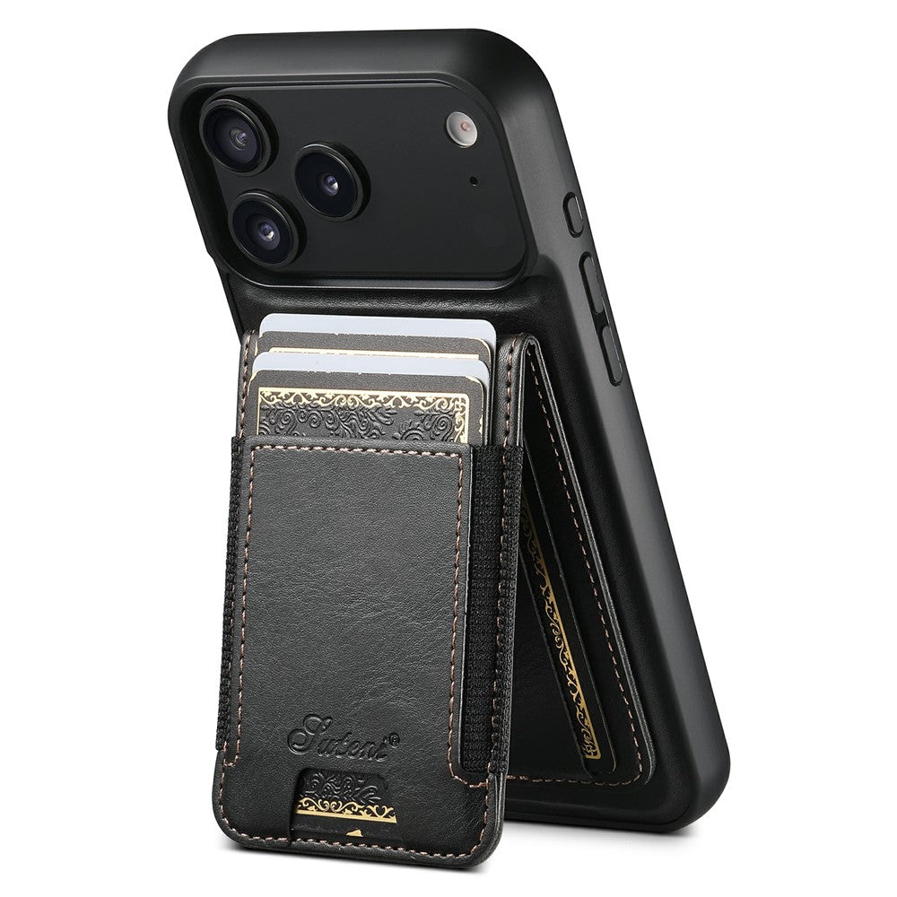 SUTENI For iPhone 17 Pro Max Case Compatible with MagSafe Card Holder Kickstand Phone Cover - Black