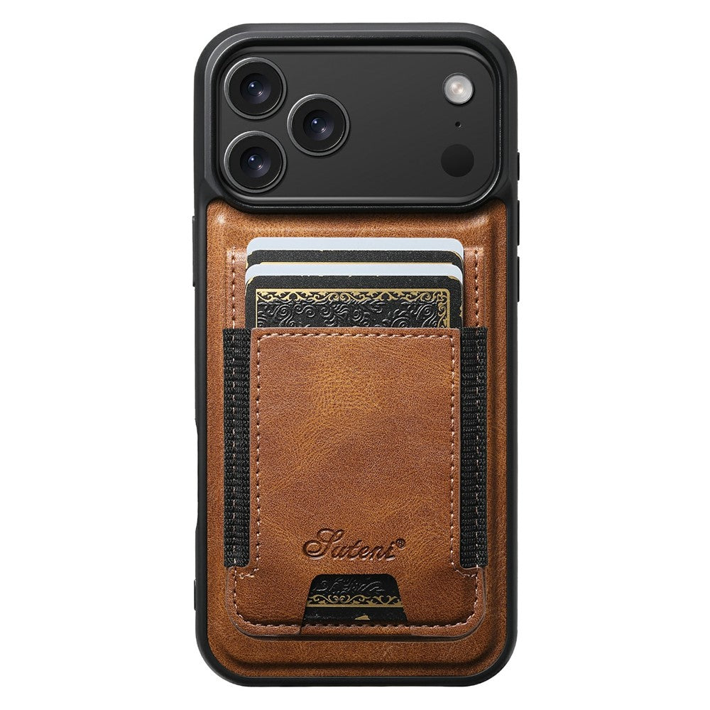 SUTENI For iPhone 17 Pro Max Case Compatible with MagSafe Card Holder Kickstand Phone Cover - Brown