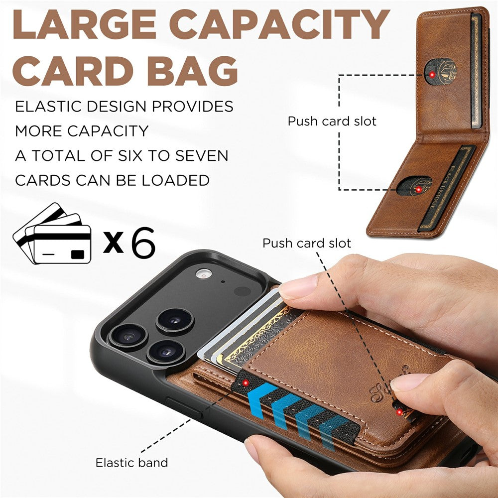 SUTENI For iPhone 17 Pro Max Case Compatible with MagSafe Card Holder Kickstand Phone Cover - Brown