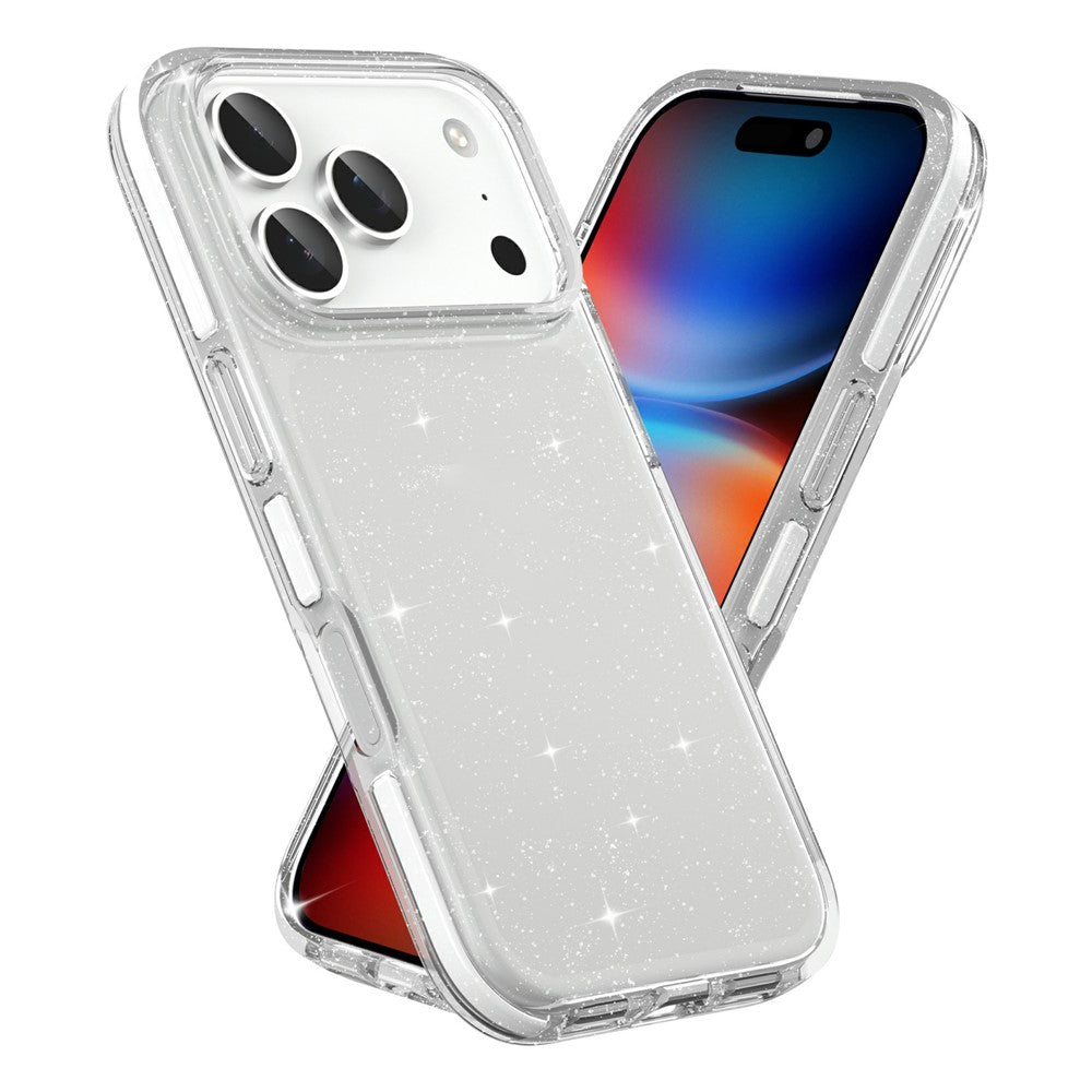 For iPhone 17 Pro Max Glitter Case PC Back TPU+TPE Frame Bling Sparkle Shockproof Cover