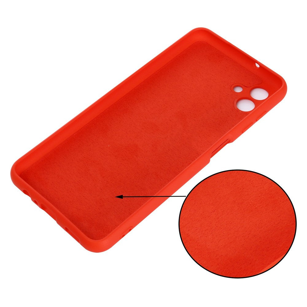 Cell Phone Case for Samsung Galaxy M13 5G, Liquid Silicone+Soft Microfiber Lining Anti-dust Phone Protective Cover - Red