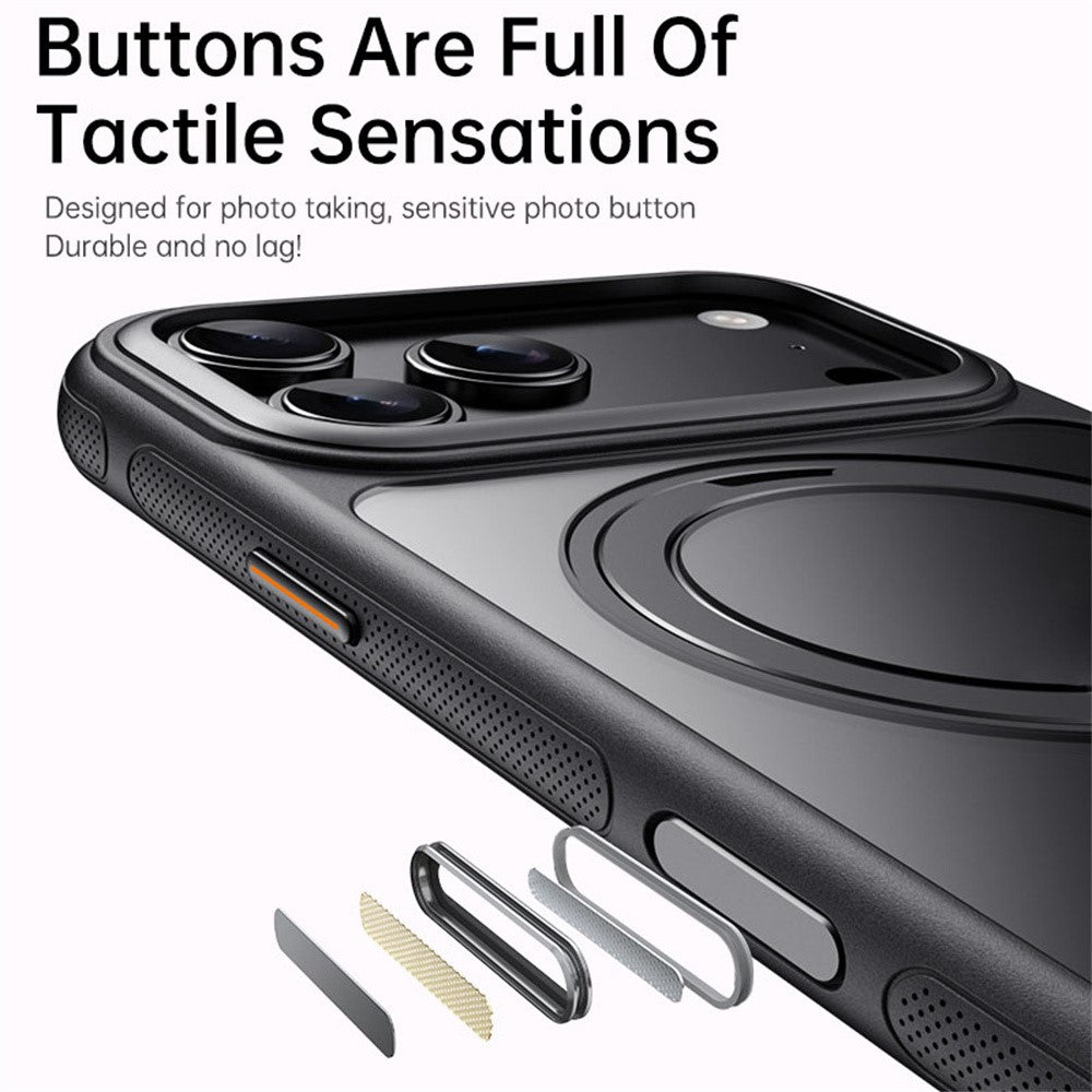 For iPhone 17 Pro Max Case Compatible with MagSafe Kickstand TPU PC Phone Back Cover - Black