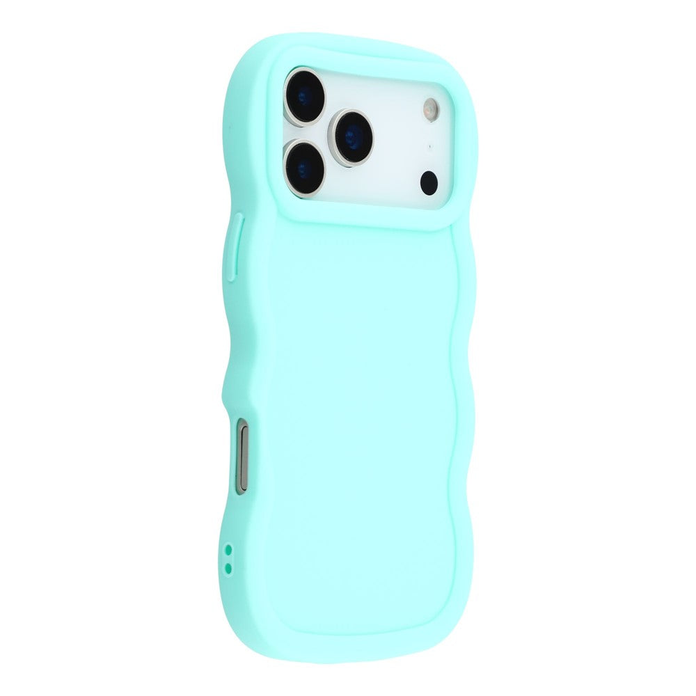 For iPhone 17 Pro Max Case TPU Protective Phone Cover Unique Curly Wave Frame - Light Green