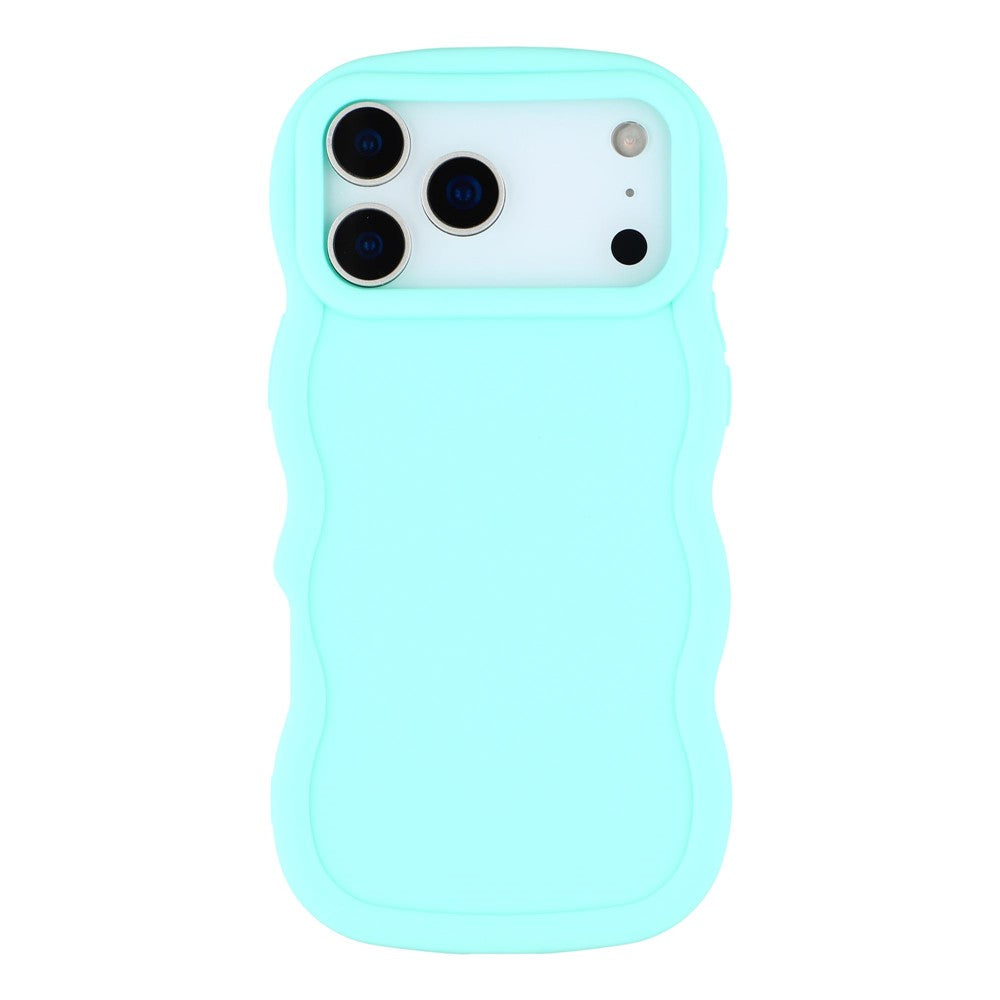 For iPhone 17 Pro Max Case TPU Protective Phone Cover Unique Curly Wave Frame - Light Green