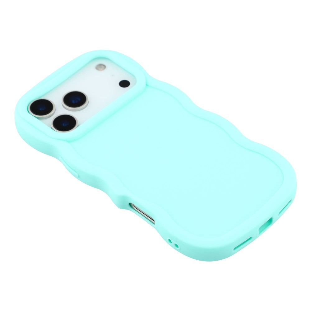 For iPhone 17 Pro Max Case TPU Protective Phone Cover Unique Curly Wave Frame - Light Green